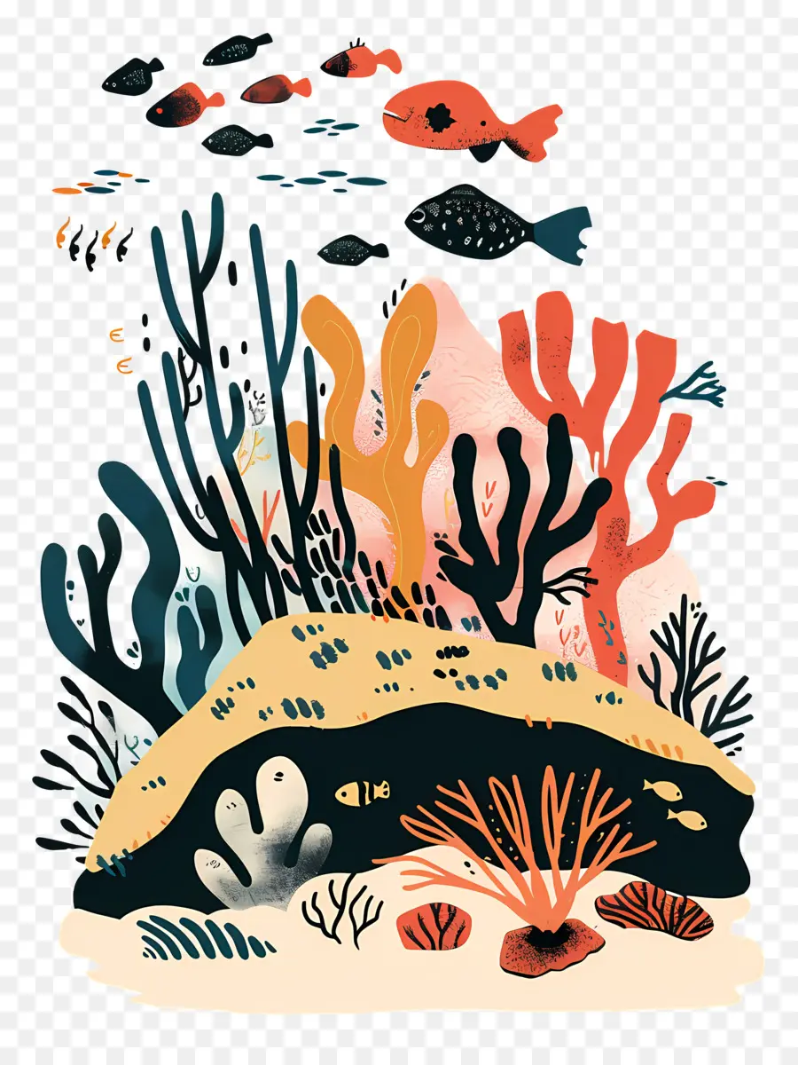 рифы，подводная сцена PNG