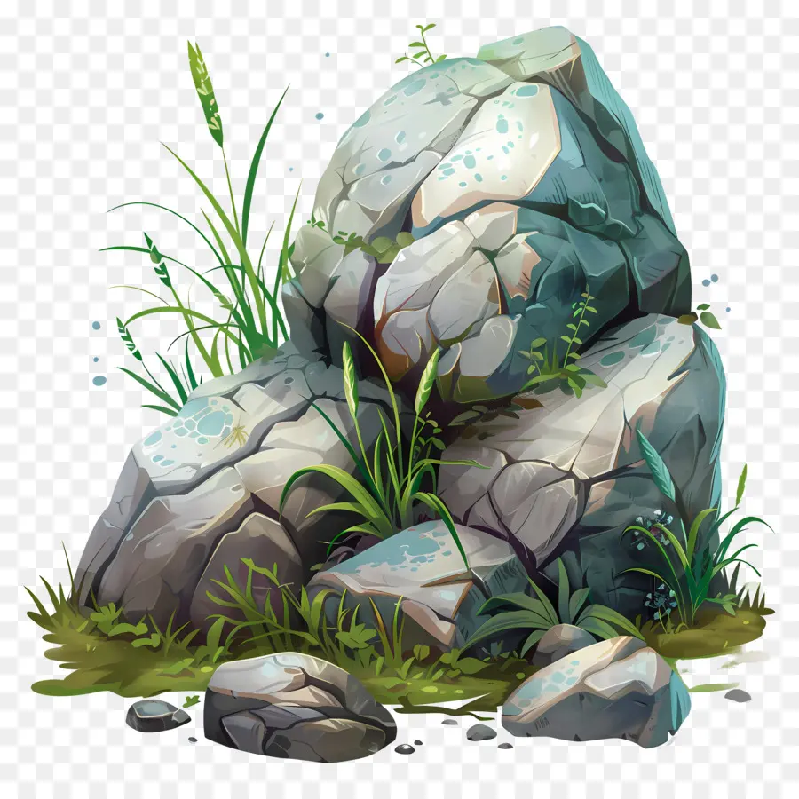 камни с травой，Рок PNG