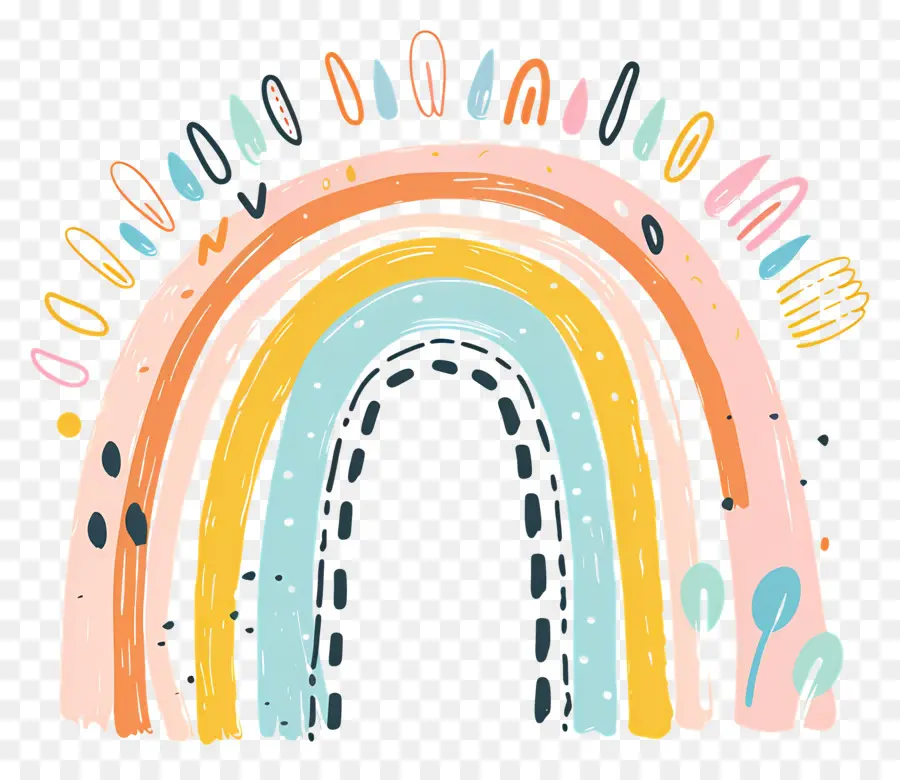 Doodle Rainbow，Радуга PNG