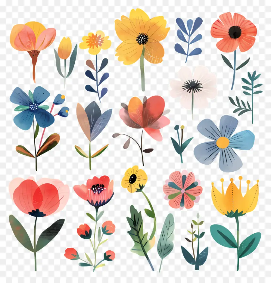 цветок，Watercolor Flowers PNG