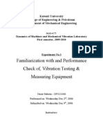 Familiarization With and Performance Check Of, Vibration Testing & Measuring Equipment