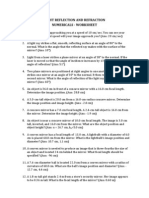 Light Reflection and Refraction Worksheet