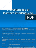Characteristics of Learner's Interlanguage