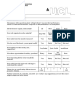 Ucl Department of Philosophy Lecture Evaluation Form