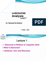 Lecture 1 Discourse Analysis 