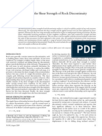 An Investigation Into The Shear Strength of Rock Discontinuity