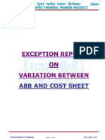 Abb Vs Cost Sheet Exception