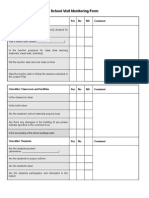 School Visit Monitoring Form: Checklist: Teachers