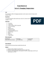 The Effects of Changing Temperature Experiment