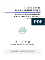 Graduate Admissions Guide For International Students Fall Semester 2015 of Pusan National University