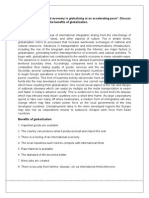 Question 1 - "The World Economy Is Globalizing at An Accelerating Pace". Discuss This Statement and List The Benefits of Globalization. Answer - 1