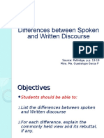 Differences Between Spoken and Written Discourse