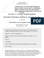 Perneller L.C. Wilson v. Roanoke Memorial Hospital, 935 F.2d 1289, 4th Cir. (1991)