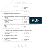 11-Kinematics Practice Test PDF