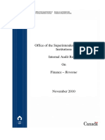 Office of The Superintendent of Financial Institutions Internal Audit Report On Finance - Revenue