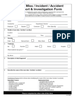 Near Miss - Incident - Accident Report and Investigation Form