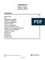 Chemistry: Higher 2 (2017) (Syllabus 9647)