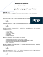 Linguistics - An Introduction - Test - 7 - Sociolinguistics - Language in Social Context