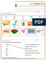 Worksheets Cooking