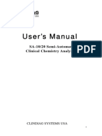 Manual de Usuario Analizador de Química Semiautomático Clindiag SA 10, SA20 Series (Inglés) PDF