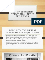 Higher Education of Jose Rizal in The Philippines