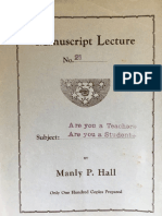 Hall, Manly P. - Manuscript Lectures No.21 - Teacher and Student (1924) PDF