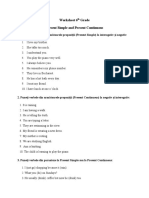 Worksheet 6th Grade - Present Simple and Continuous