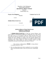 Regional Trial Court: Republic of The Philippines Ninth Judicial Region Branch Zamboanga City