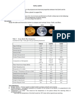 Activity: Comparison of Mars, Venus and Earth