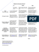 Rubric For Literature Review