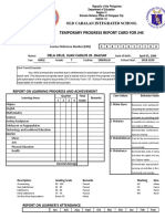 Temporary Progress Report Card For JHS: Old Cabalan Integrated School