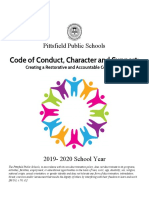 Pittsfield Public Schools New Code of Conduct, Character and Support