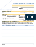 Performance Appraisal Form Â - Narrative Option