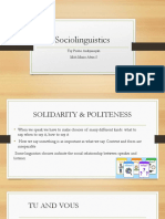 Sociolinguistics (Solidarity and Politeness)