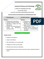 Course Outlines For Executive Certificate in Microfinance and Enterpreneurship