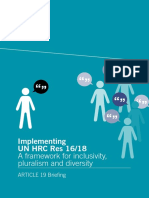 Implementing UN HRC Res 16/18: A Framework For Inclusivity, Pluralism and Diversity