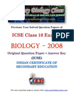 ICSE Class 10 Question Paper Biology 2008 PDF