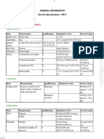 Specification Table: Standards and Service Limits