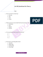 Sports GK Questions For Class 3: Answer The Following Questions