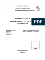 Experiment No. 4 Performance Test of An Air Compressor