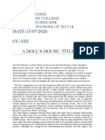 DATE-15/07/2020 Cc-Xiii A Doll'S House: Title