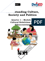 Understanding Culture, Society and Politics: Quarter 1 - Module 3: Cultural Relativism and Ethnocentrism