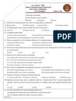 Exam - PHD Chemical Engineering Department University of Baghdad Date 2/9/2015 (2 Attempt) Time: 3 Hrs