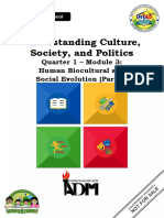Understanding Culture, Society, and Politics: Quarter 1 - Module 3: Human Biocultural and Social Evolution (Part II)