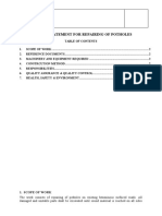 Method Statement For Repairing of Potholes