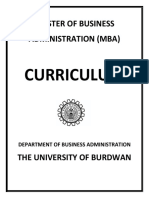 Master of Business Administration (Mba) : Curriculum
