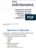 Operators & Operands Arithmetic Operators Relational Operators Logical Operators Assignment Operators