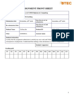 Assignment Front Sheet: Qualification BTEC Level 5 HND Diploma in Computing Unit Number and Title Unit 2: Networking