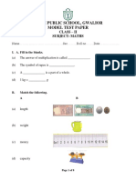 Delhi Public School, Gwalior Model Test Paper: Class - Ii Subject: Maths