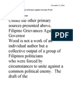Filipino Grievances Against Governor Wood